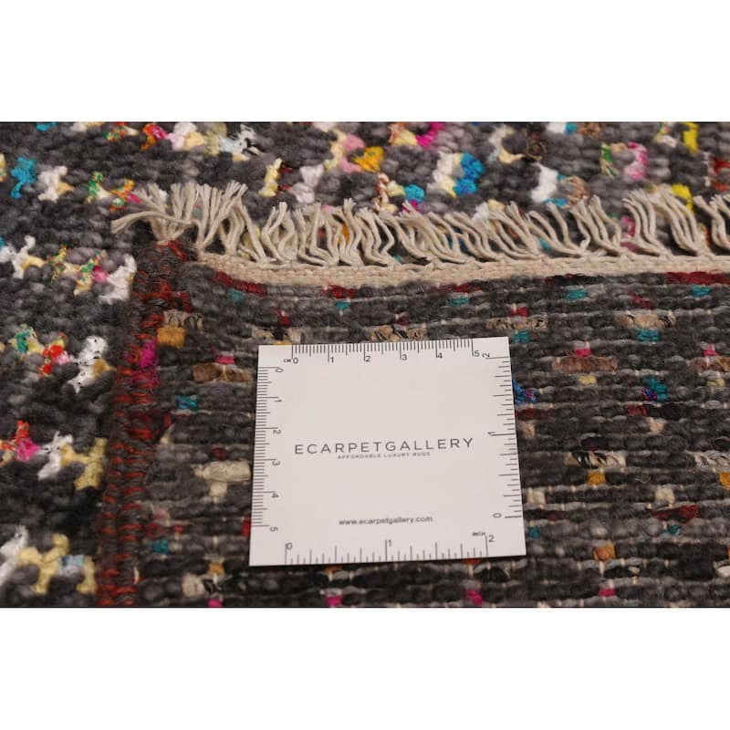 ECARPETGALLERY Hand-knotted Silk Shadow Black Multi Color Rug - 8' 4" x 8' 4"