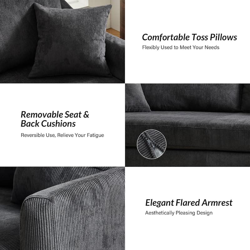Volkhard 80.5" Modern Slipcovered Sofa With Removable Back Cushion By HULALA HOME