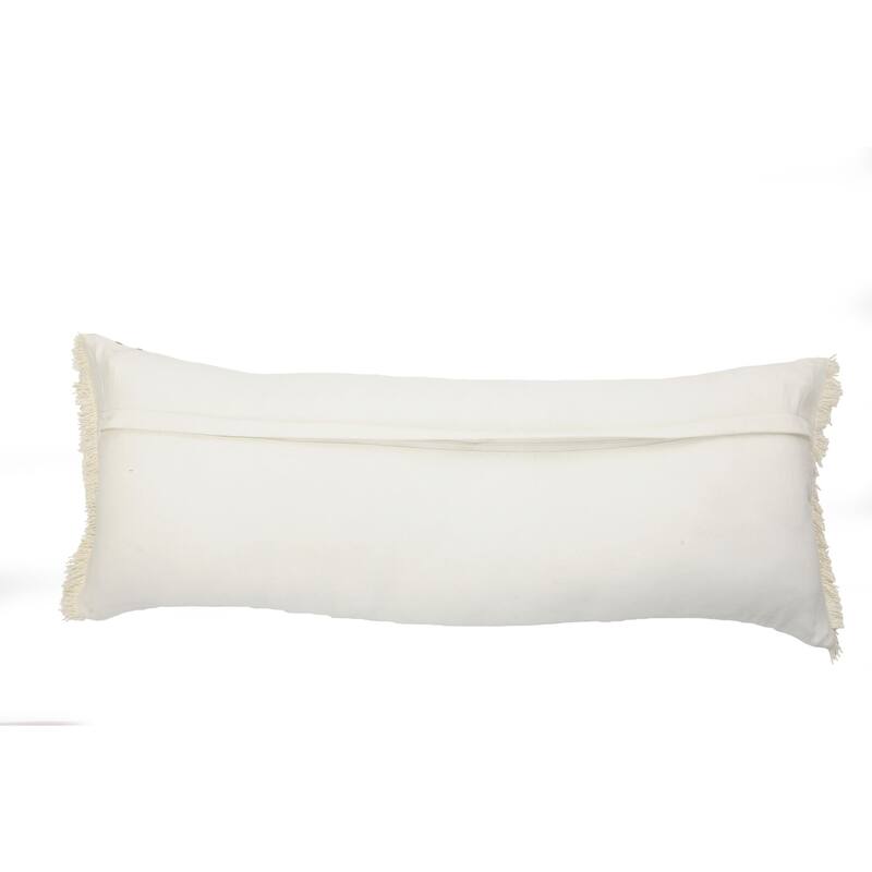 36" Caramel Brown and White Coated Fringed Rectangular Throw Pillow