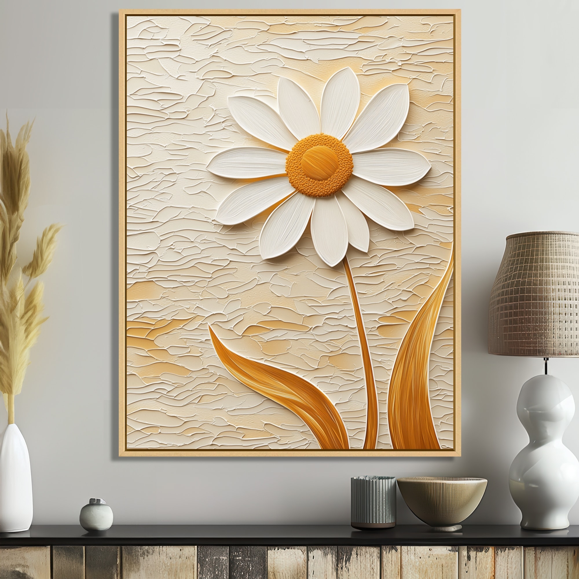 Designart White Daisy in Bloom I - Floral Framed Art Print