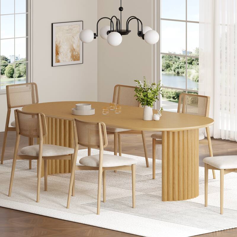 Dovelina 30"H Oval Wood Double Pedestal Dining Table Seats 6 - 67*33.5 - Natural