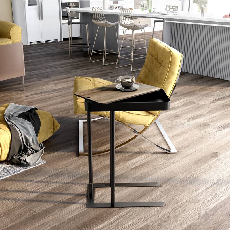 Schofield Industrial 20-inch Metal C-Shape Slide-open Top Side Table by Furniture of America