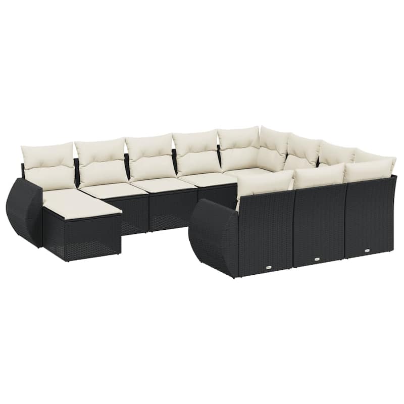 vidaXL Patio Sofa Set with Cushions Outdoor Furniture 11 Piece Poly Rattan