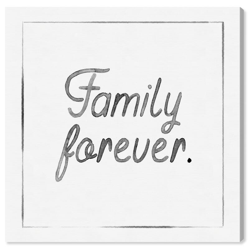 Wynwood Studio Canvas Typography and Quotes Family Forever White and Pastel Black Modern & Contemporary Wall Art Canvas Print