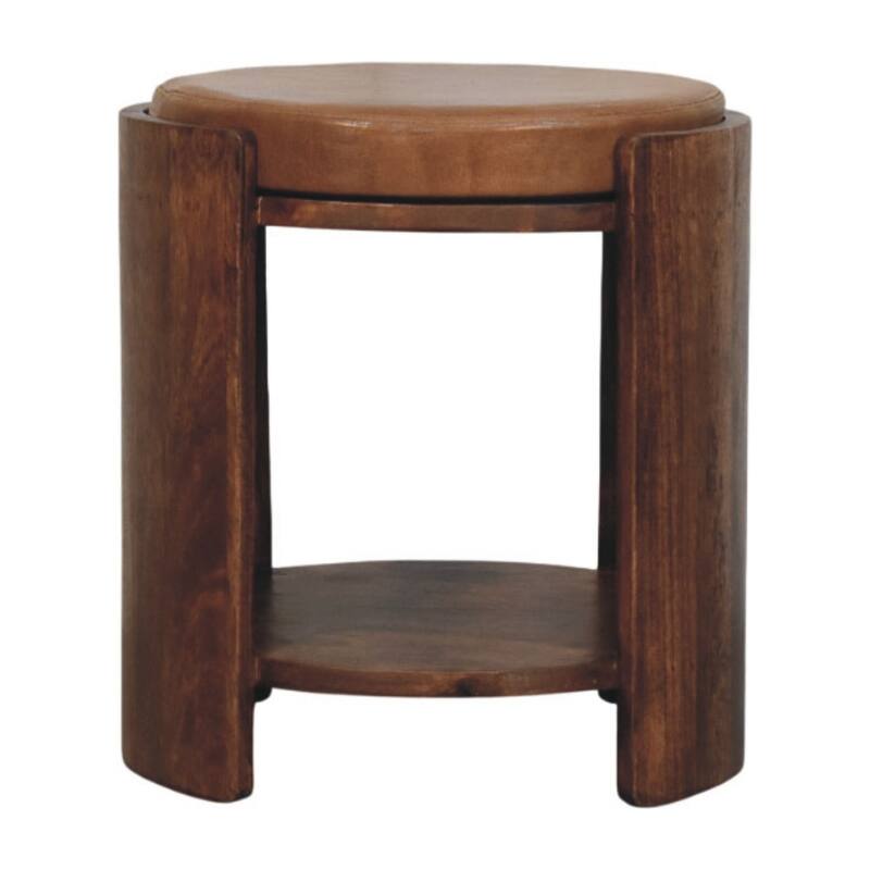 Artisan Furniture Solid WoodSavoy Leather Stool, Brown