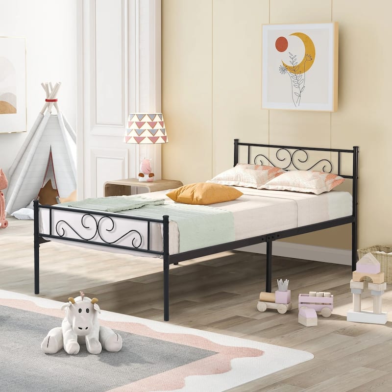 Tamika 3-pieces Metal Bed Frame Tempered Glass Nightstands Set