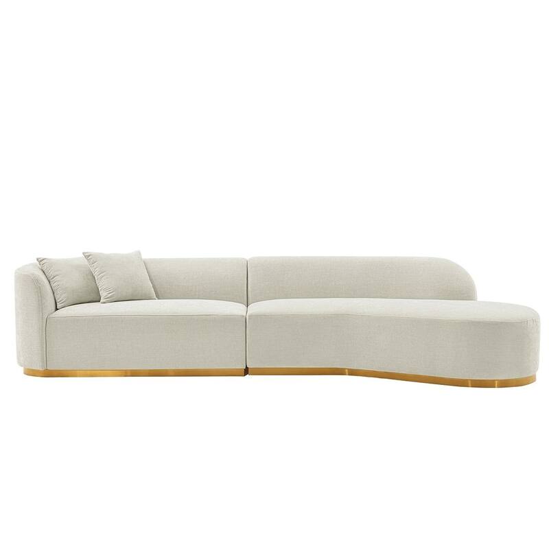 Manhattan Comfort Contemporary Daria Linen Sofa Sectional with Pillows