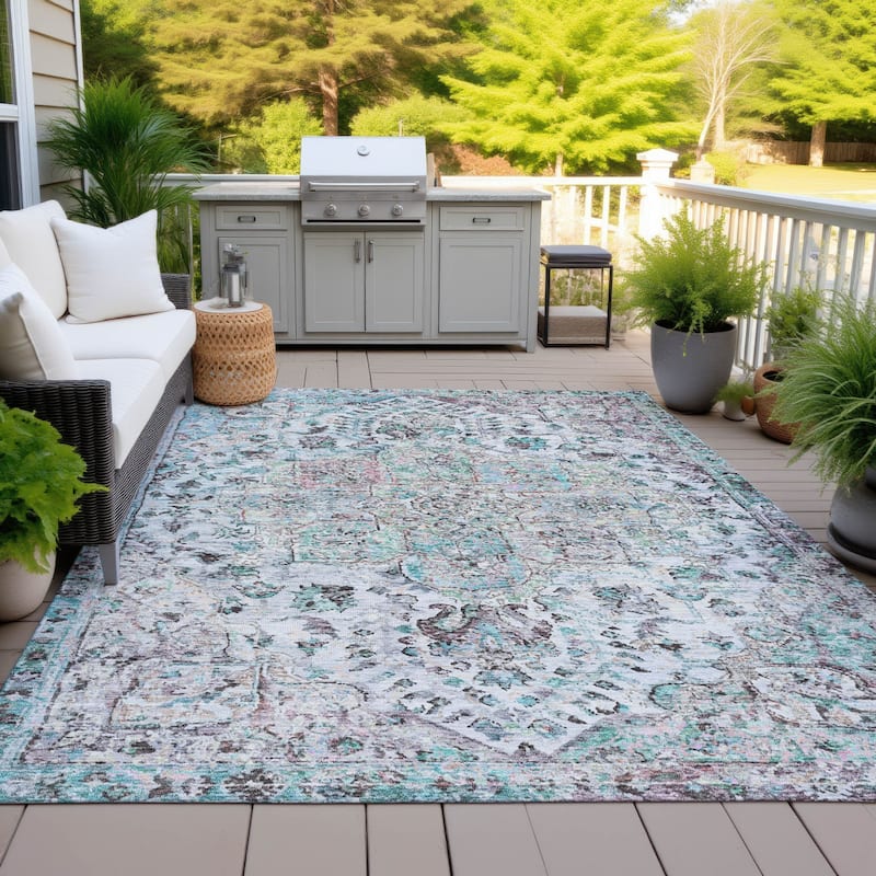 Machine Washable Indoor/Outdoor Traditional Chantille Rug - Sky - 3' x 5'