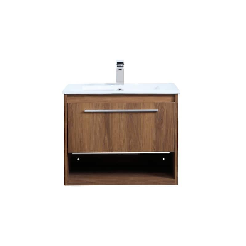 Elegant Lighting VF43024 Kasper 24" Wall Mounted Single Basin Vanity - Walnut Brown