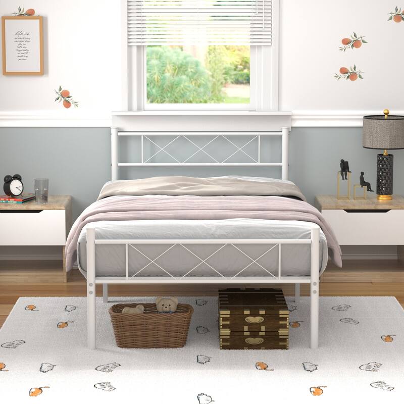 Taomika Bed Frame Twin/Full Queen Size Bed,No Box Spring Needed