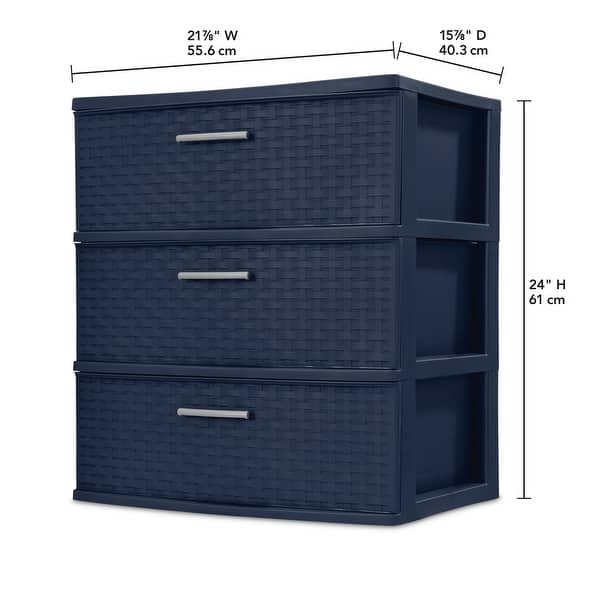 4-Drawer Wide Weave Tower - Plastic Compact Space Saving