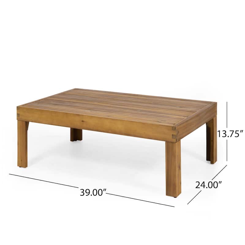 Linwood Acacia Wood and Wicker Outdoor Loveseat and Coffee Table Set with Cushions by Christopher Knight Home