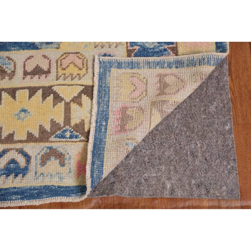 Hand Knotted Oriental 100% Wool Carpet Transitional Geometric Navy Blue & Blues Oushak Area Rug - 10' 9'' X 8' 4''
