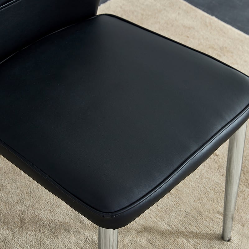 Four Dining Chairs, Modern Chairs From The Middle Ages, Made Of Pu Material Cushion And Metal Legs