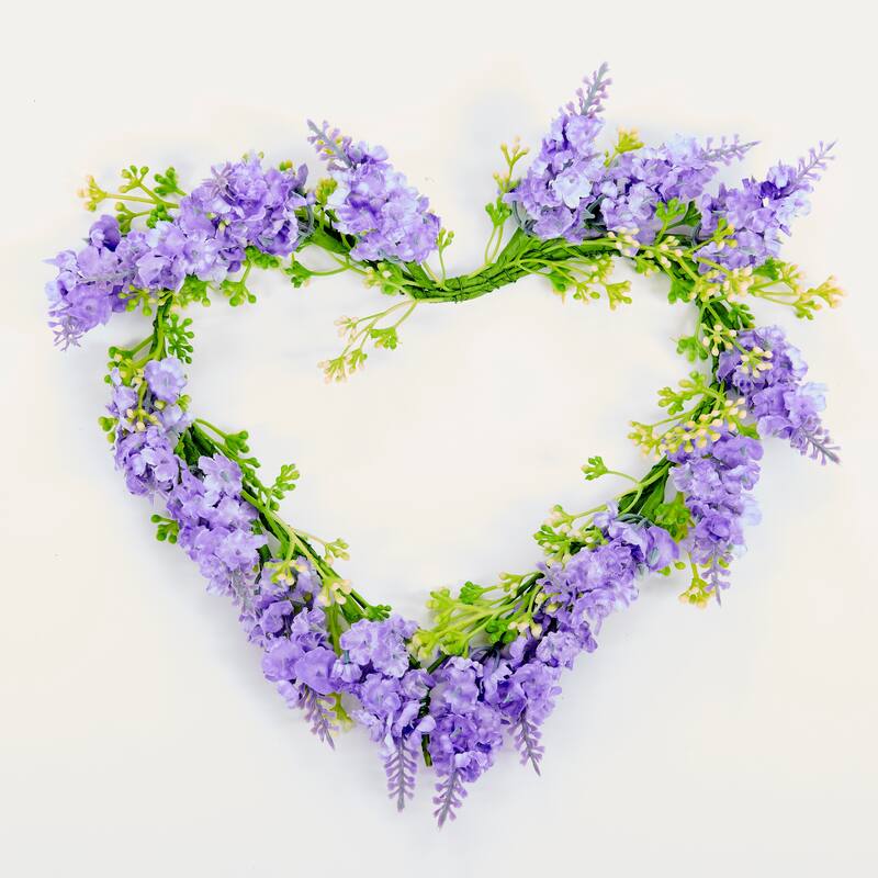 10" Small Artificial Lavender Heart Wreath, Set of 2