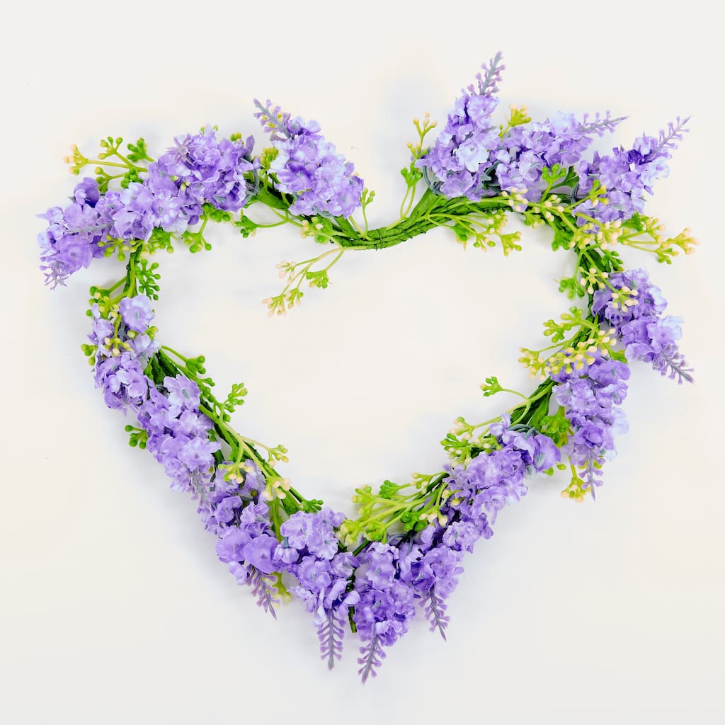 10" Small Artificial Lavender Heart Wreath, Set of 2