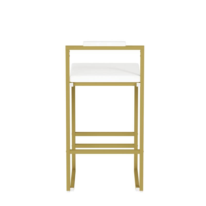 Anmytek Upholstered Velvet Bar Stool Low Back Gold Frame Modern Kitchen Island Seating Home Decor