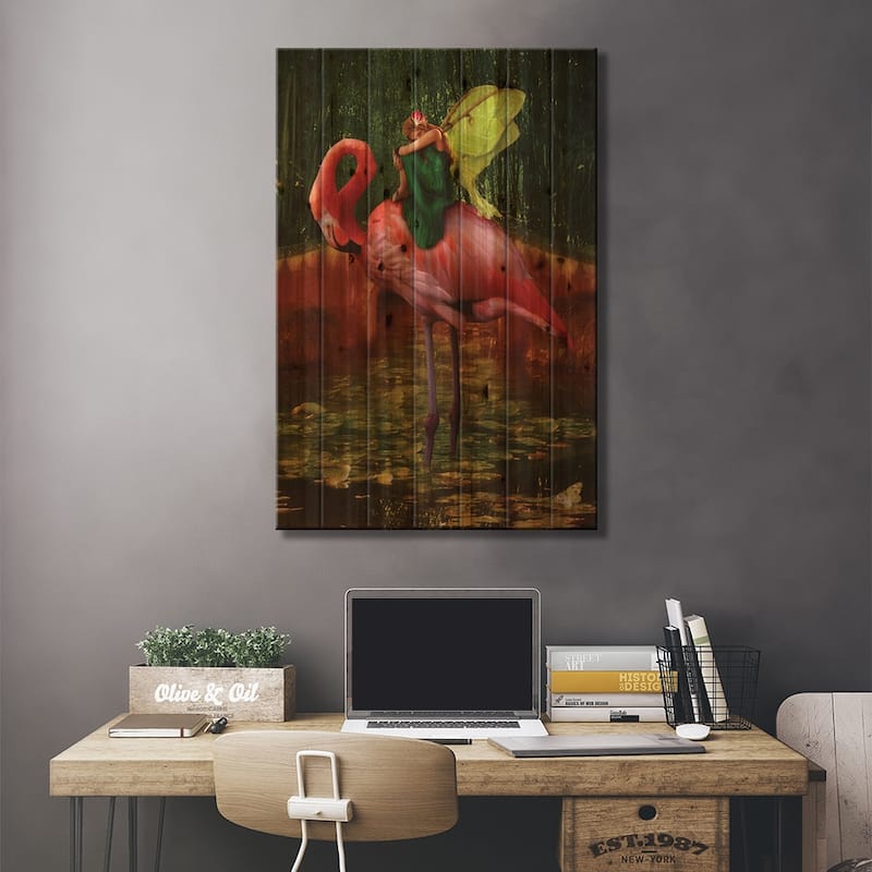 Resting Fairy Print On Wood by Babette Van den Berg - Multi-Color