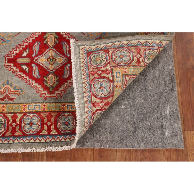 Geometric Kazak Accent Rug Hand-Knotted Oriental Wool Carpet - 3'3" x 5'0"