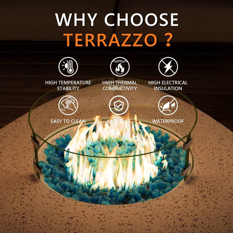 COSIEST Outdoor Triangular Propane Fire Pit Table