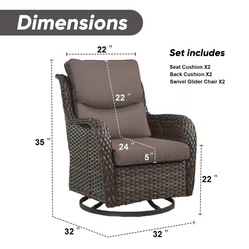 Pocassy Outdoor Swivel Chairs Patio Furniture Set