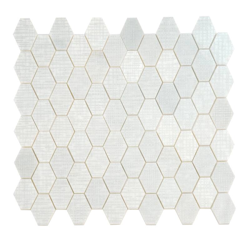 Artisana 12x12 in. White Silver Textured, Foiled Stone Hexagon Mosaic Wall and Floor Tile (5.08 sq ft/case, 5-Pack) - White Silver