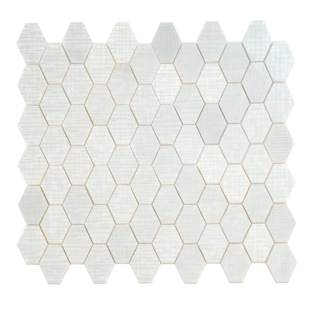 Artisana 12x12 in. White Silver Textured, Foiled Stone Hexagon Mosaic Wall and Floor Tile (5.08 sq ft/case, 5-Pack)