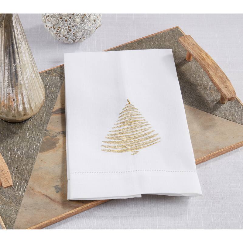 Holiday Delight Embroidered Christmas Tree Guest Towel (Set of 4)