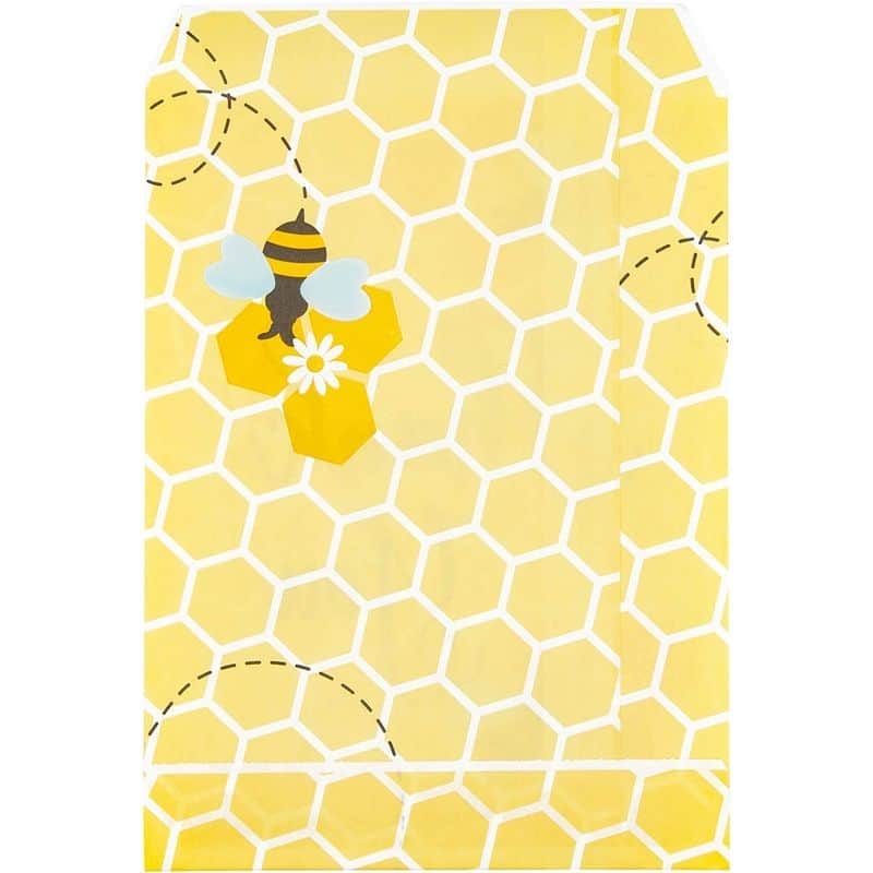Sparkle and Bash 100pcs Bumblebee Party Favor Goodie Bag for Honey Bee Baby Shower Treat Gifts 7"