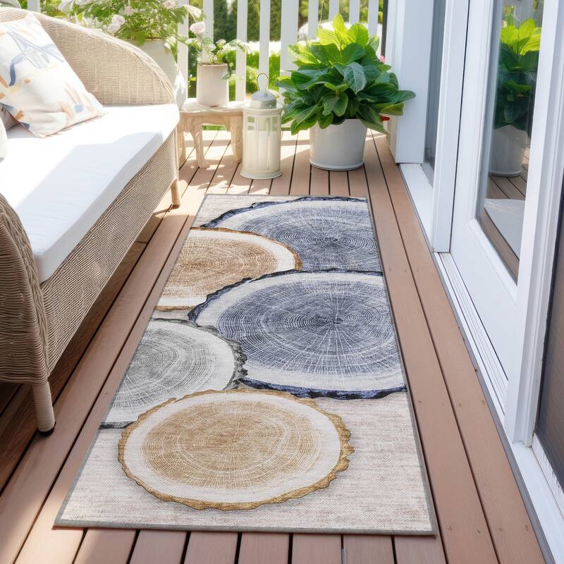 Alfiv Nature Weather Resistant Blended Style Outdoor Rug
