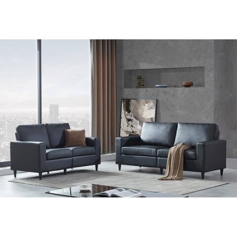 Orisfur Modern Style Sectional Sofa Sets Pu Leather Upholstered Couch Living Room Furniture for Home or Office (2+3 Seat)