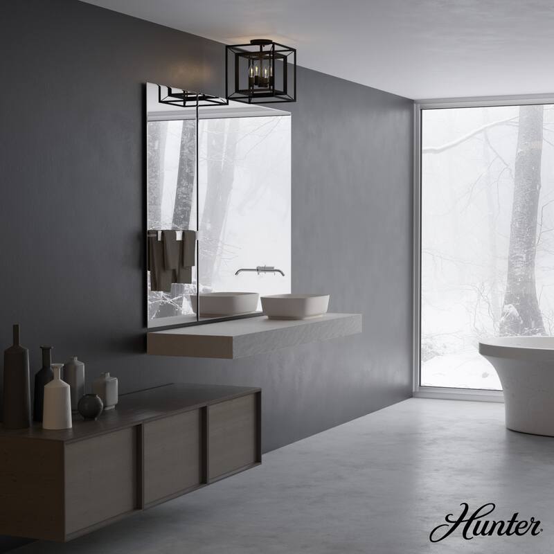 Hunter Doherty Convertible Pendant/ Semi-Flushmount - Kitchen Island, Entry, Dining - Industrial, Contemporary, Transitional