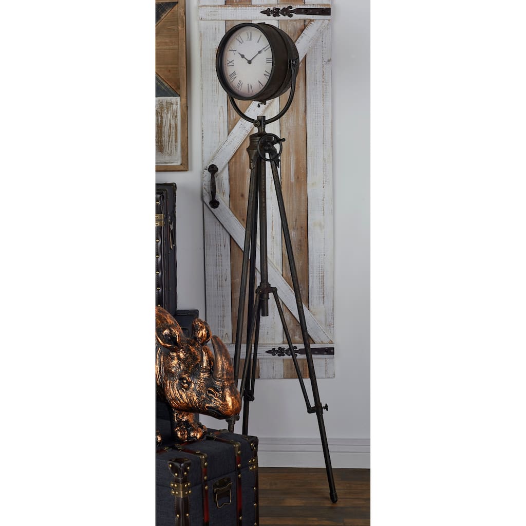 Black Metal Tall Tripod Decorative Clock