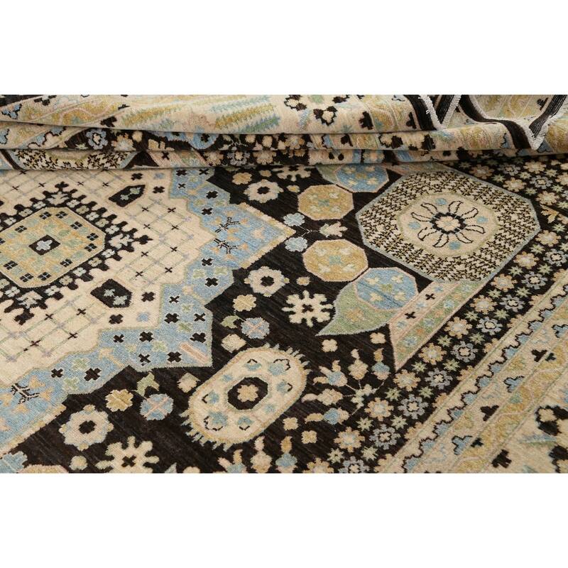 Stunning Geometric Khotan Oriental Area Rug Wool Handmade Carpet - 8'9" x 11'8"