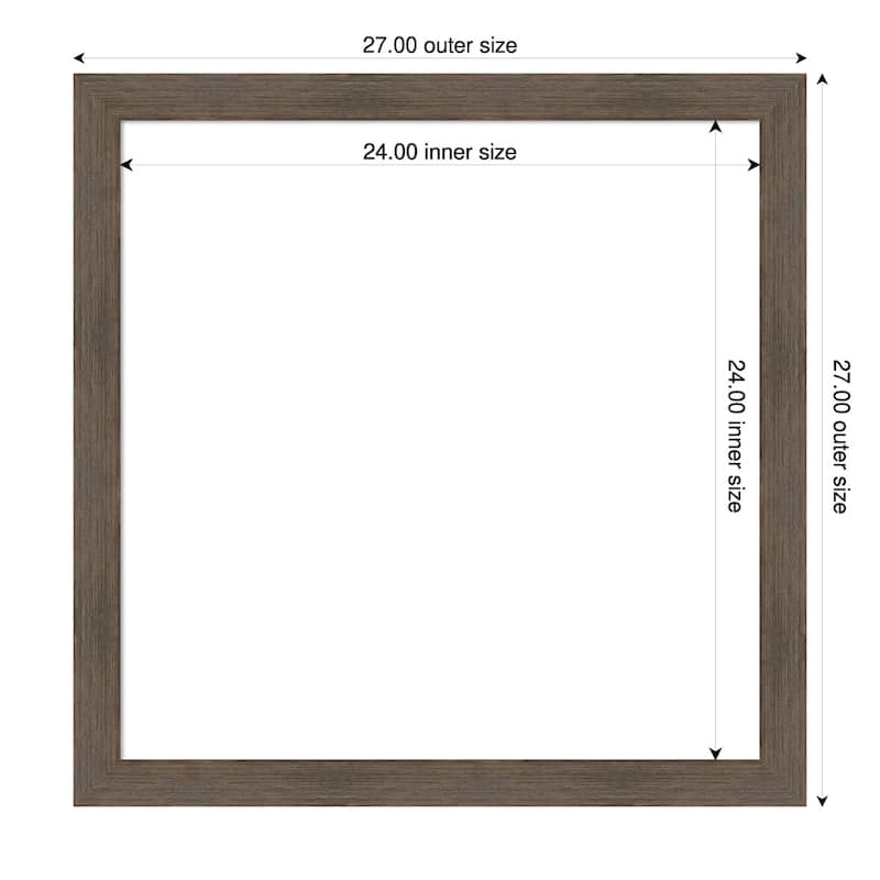 Amanti Art Hardwood Chocolate Narrow Framed Dry Erase Magnetic Board - 27 x 27 in - Hardwood Mocha Narrow