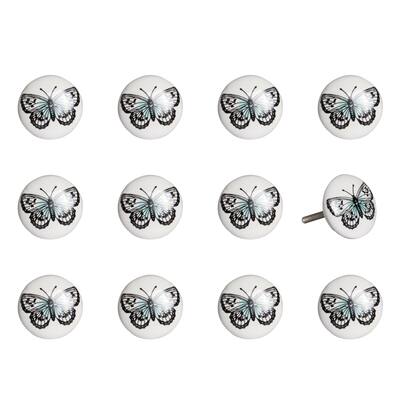 HomeRoots 1.5" x 1.5" x 1.5" Ceramic/Metal Multicolor 12 Pack Knob - 1.5" x 1.5" x 1.5"