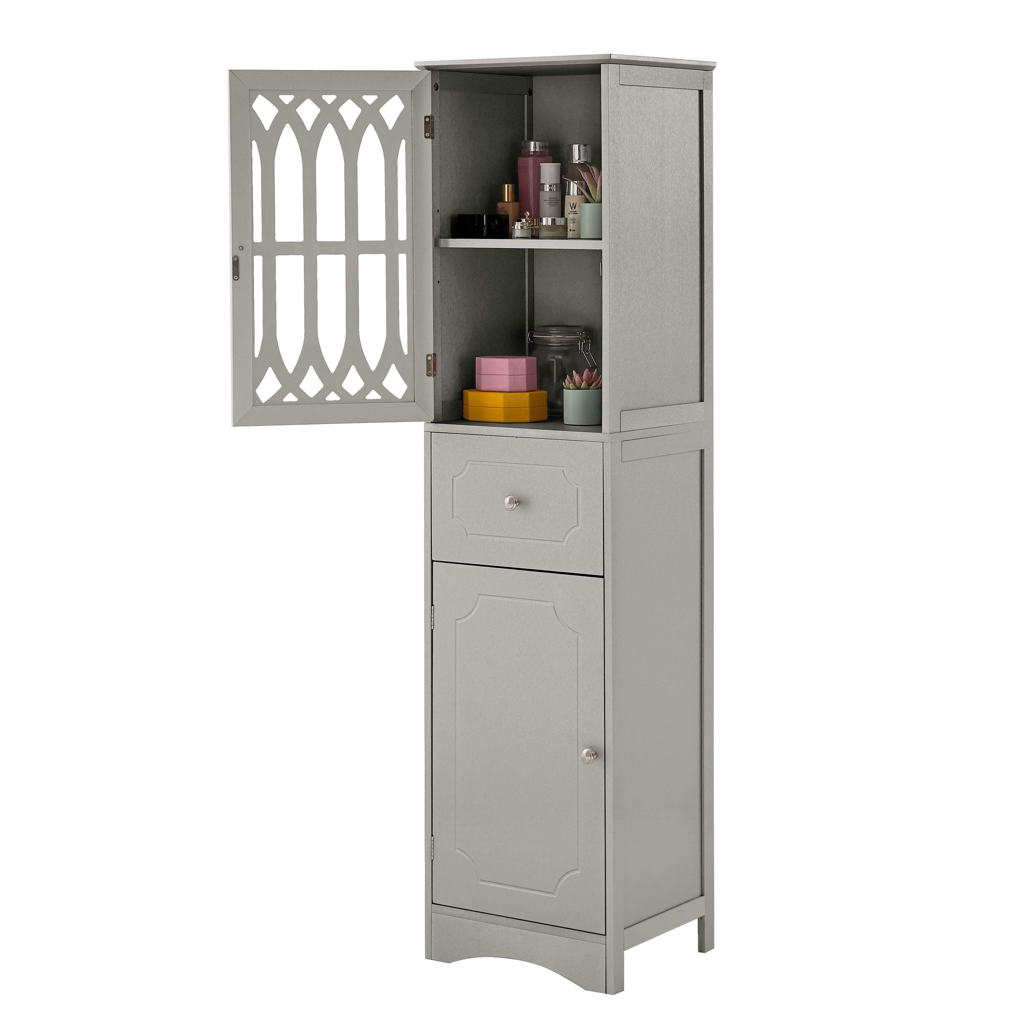 Tall Bathroom Cabinet Storage Cabinet with Drawer and Doors & Adjustable  Shelf