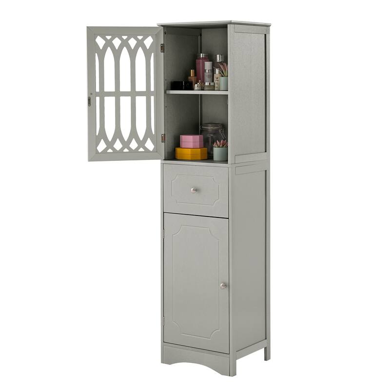 Tall Bathroom Freestanding Storage with Drawer and