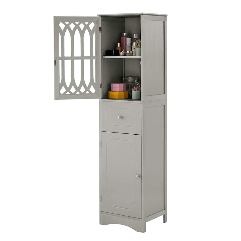 Tall White Bathroom Tower Storage Cabinet with Drawer - Bed Bath ...