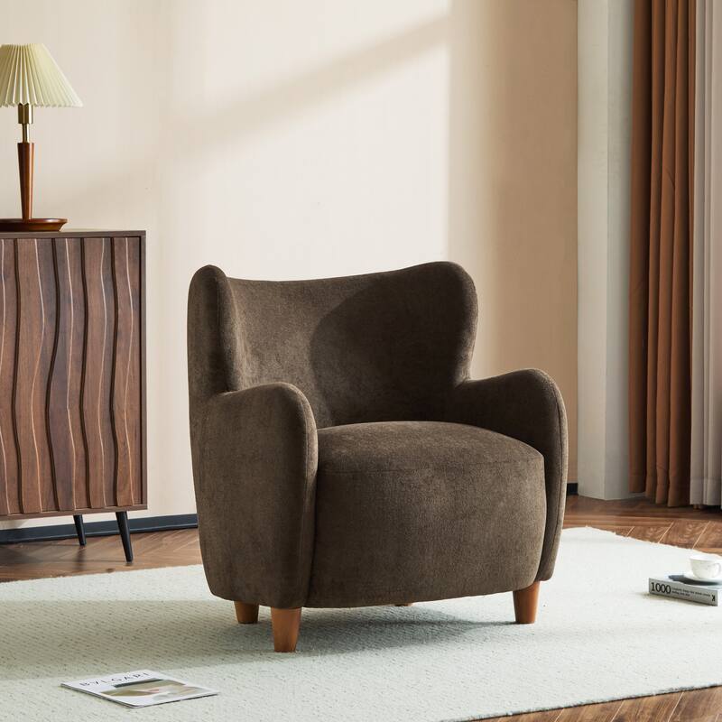 Bacho Fabric Wingback Accent Chair by Christopher Knight Home - Brown