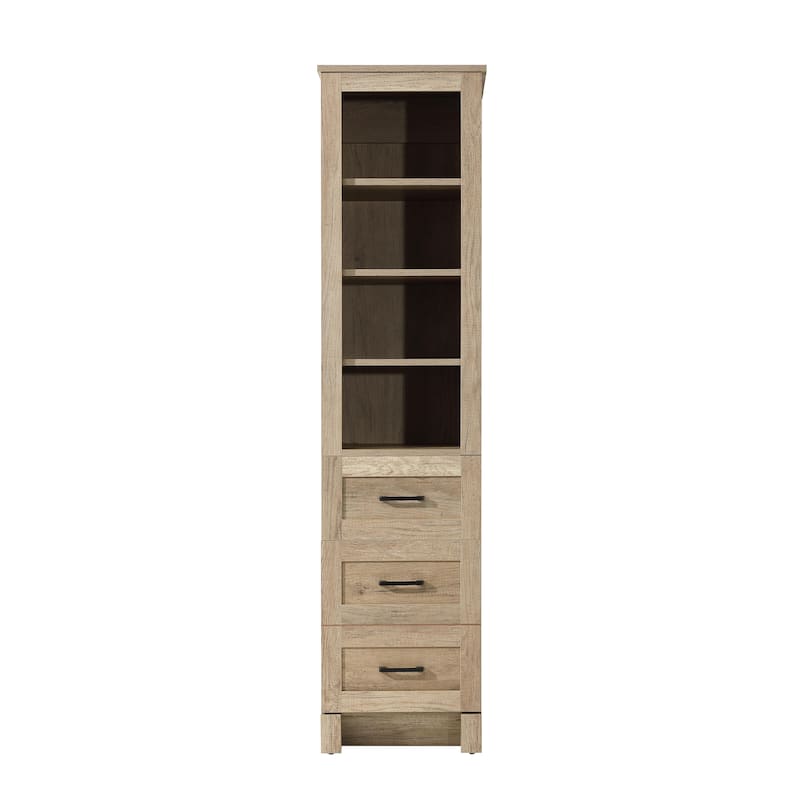 Fresco 16-28 Inch Bath Storage Glass Cabinet - Natural Oak - 16"
