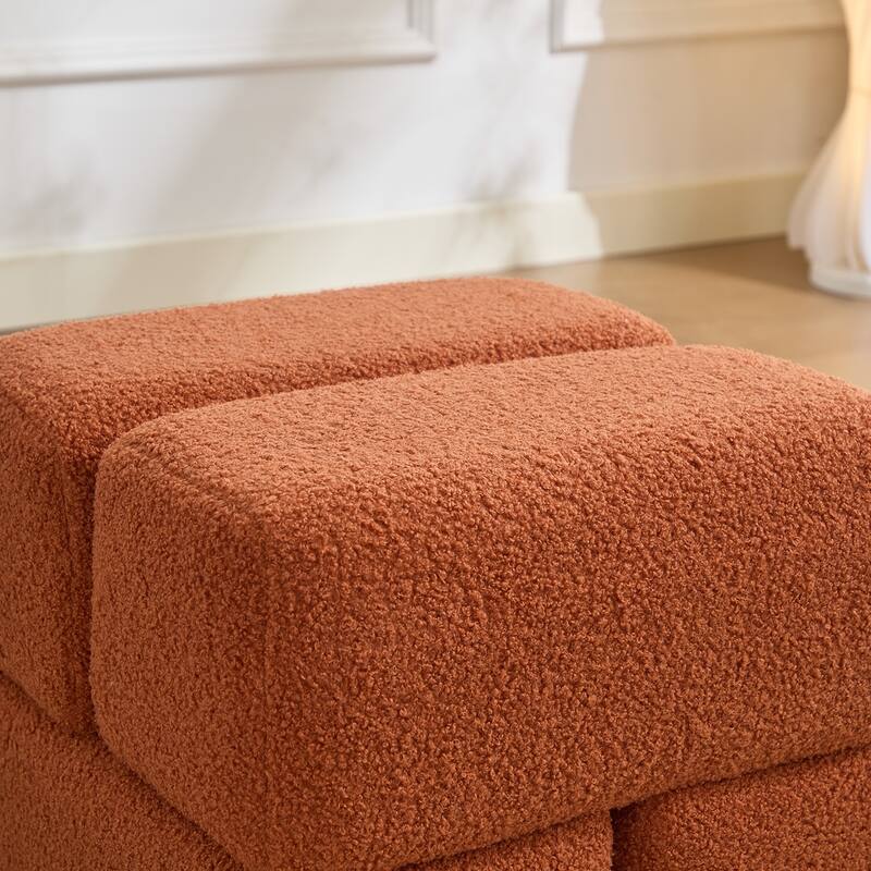 SEYNAR Modern 16.5''Faux Sherpa Square Cube Otttoman