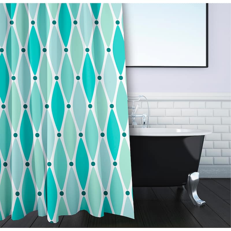 71 x 74-inch Wavy Geometric Print Shower Curtain