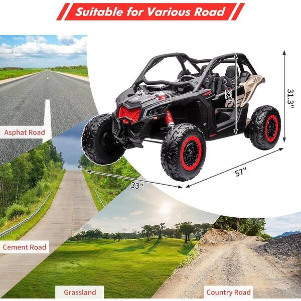 dimension image slide 1 of 8, 2 Seats Ride on UTV with Remote Control for Kids, Max Load 130LBS