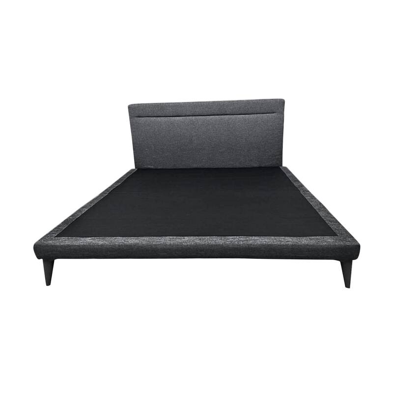 Blor King Size Platform Bed, Dark Gray Polyester Upholstered, Metal