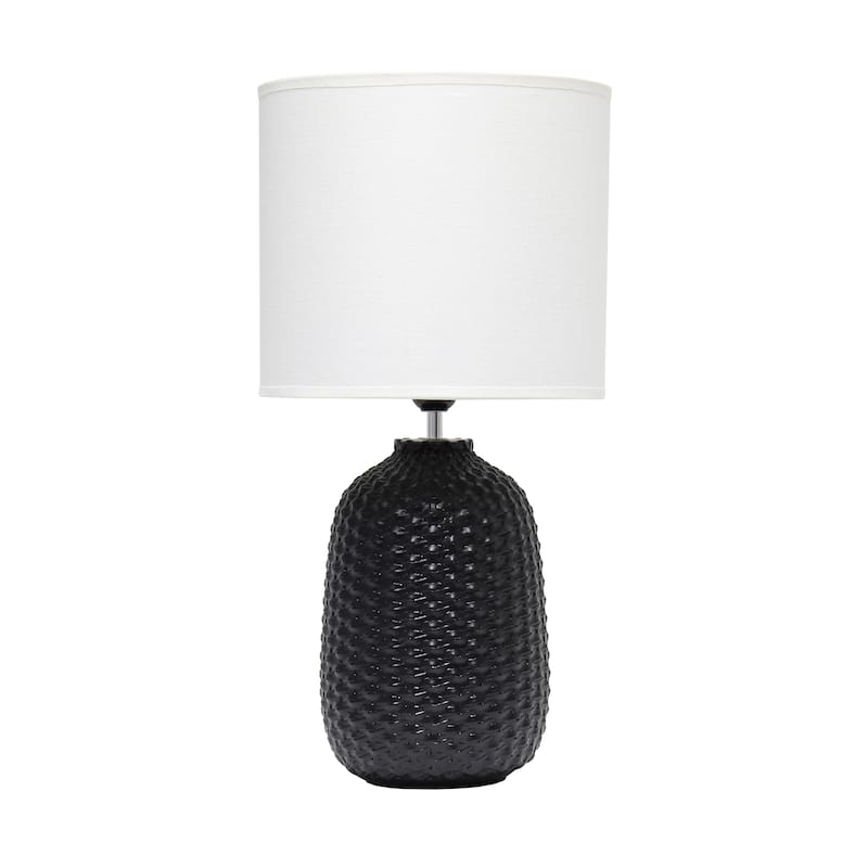 20.4" Purled Texture Lamp with White Fabric Shade - Black