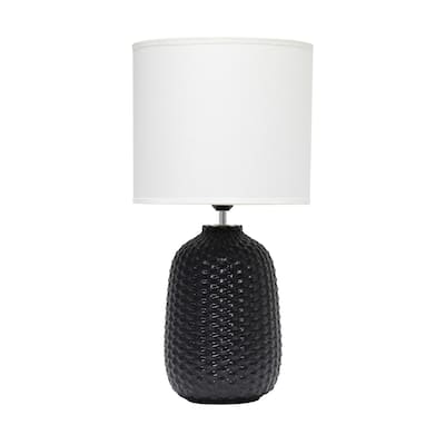 20.4" Purled Texture Lamp with White Fabric Shade