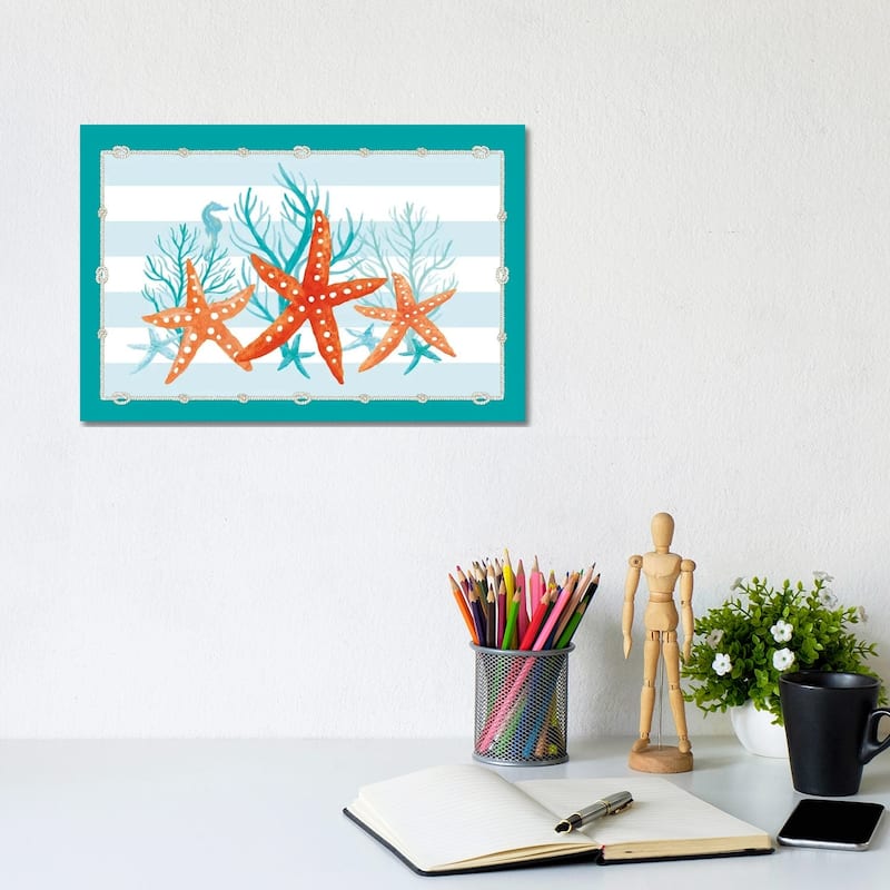 iCanvas "Coral Aqua II On Teal" by Tara Reed Canvas Print - 8x12x0.75
