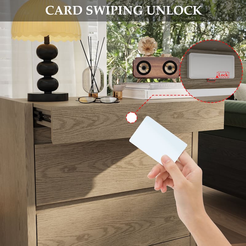 3 - Drawer Wooden Nightstand with Card - Swipe Lock: Secure Storage, Multi - Layer Organization
