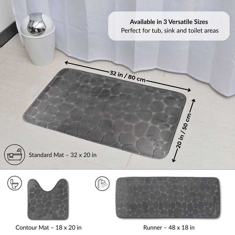 Memory Foam Bath Mat Pebble Design 32x20